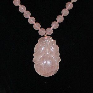 14K JADE BEAD NECKLACE - LOTUS FLOWER PENDANT